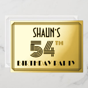 54th Birthday Party — Art Deco Style “54” & Name