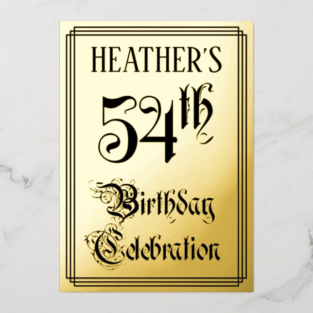 54th Birthday Party — Elegant Script + Custom Name (Front)