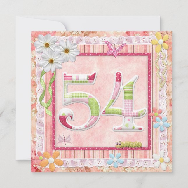 54th birthday party scrapbooking style invitation (Front)