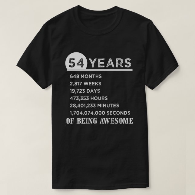 54th Birthday Shirt 54 Years Old Anniversary Gifts (Design Front)