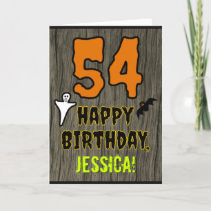 54th Birthday: Spooky Halloween Theme, Custom Name Card