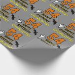 54th Birthday: Spooky Halloween Theme, Custom Name Wrapping Paper<br><div class="desc">This scary and spooky Hallowe'en birthday themed wrapping paper design features a large number "54" and the message "HAPPY BIRTHDAY, ", plus a customizable name. There are also depictions of a bat and a ghost on the front. Wrapping paper like this might be a fun way of wrapping presents that...</div>