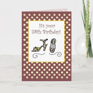 54th Birthday Women's Shoes, Animal Print Card