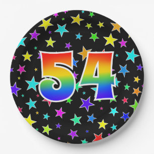 54th Event: Bold, Fun, Colourful Rainbow 54 Paper Plate