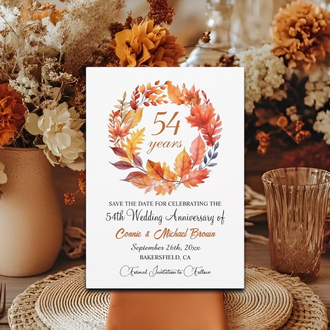 54th Wedding Anniversary Elegant Fall Floral Save The Date (Creator Uploaded)