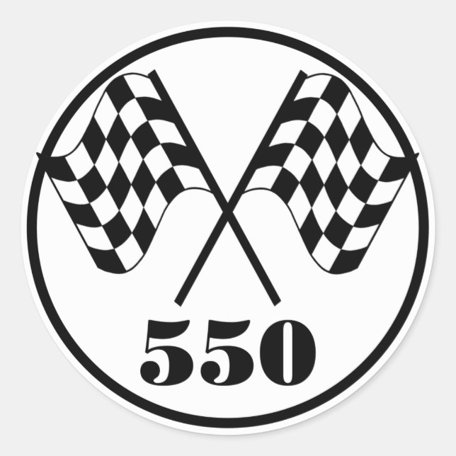 550 Chequered Flags Classic Round Sticker (Front)