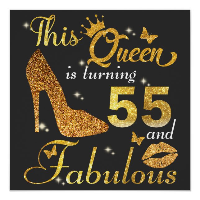 55 And Fabulous Svg | Cut File | Birthday Bling Poster (Front)