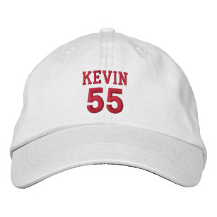 55 Birthday Custom Name Red Embroidery V12 Embroidered Hat
