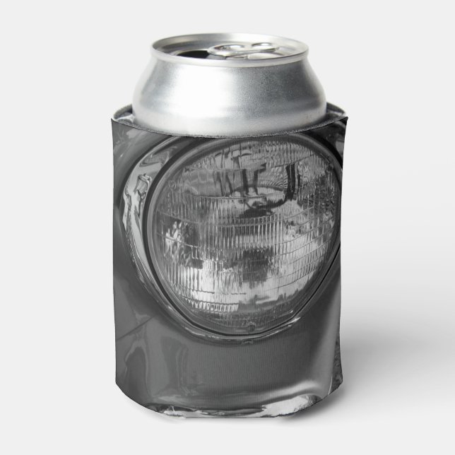 55 Chevy Headlight Grayscale Can Cooler (Can Front)