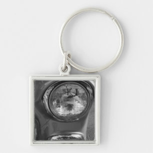 55 Chevy Headlight Grayscale Keychain