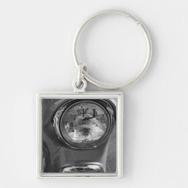 55 Chevy Headlight Grayscale Keychain (Front)