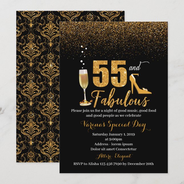55 et fabuleuse invitation d'anniversaire pour les (Devant / Derrière)