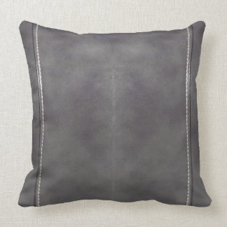 55, Faux Gray Brown Leather Look Throw Pillow