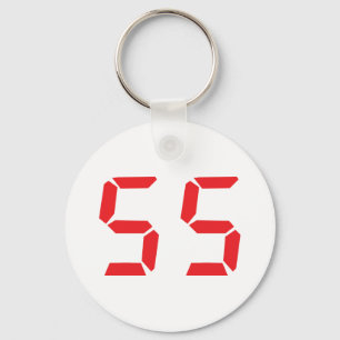 55 fifty-fife red alarm clock digital number keychain