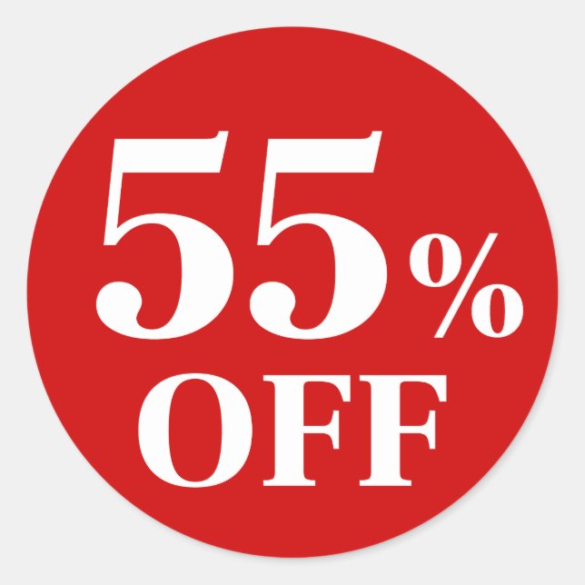 55% OFF Red Background Classic Round Sticker (Front)