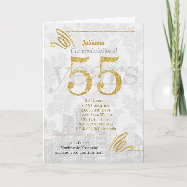 55 Year Employee Anniversary Business Elegance Card (Front)