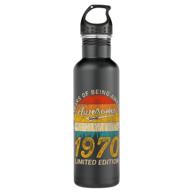 55 Year Old 1970 Retro Awesome 55th Birthday Gift 710 Ml Water Bottle (Front)