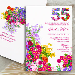 55 Years Elegant Garden Floral – 55th Birthday Invitation
