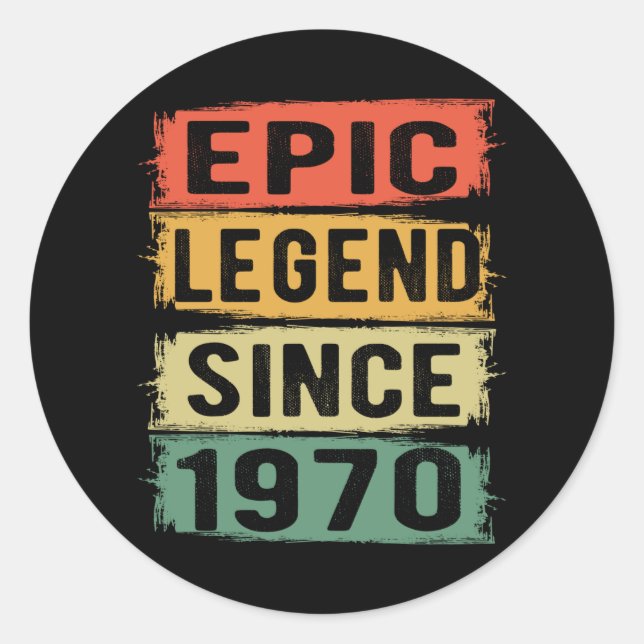 55 Years Old Bday 1970 Epic Legend 55th Birthday Classic Round Sticker (Front)