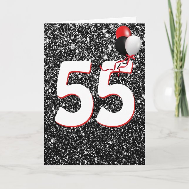 55e anniversaire Ballons sur carte Parties scintil (Devant)