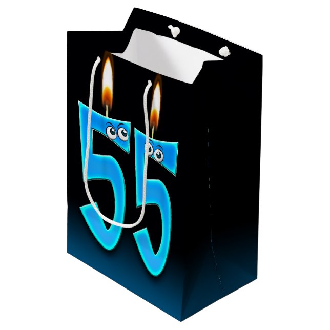 55e Anniversaire Bougies Moyenne Sac Cadeau (Devant Angle)
