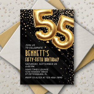 55e anniversaire Gold Black Invitation
