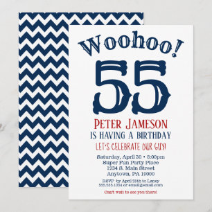55e anniversaire Invitation Mens Marine Bleu