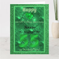 55e Mariage émeraude carte d'anniversaire pour fem