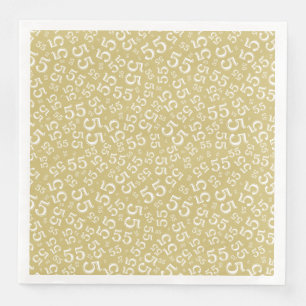 55th Age Random Number Pattern Gold/White Paper Napkin