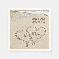 55th Anniversary Beach Hearts Napkins