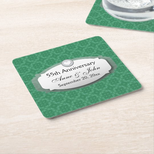 55th Anniversary Emerald Green Z28 Square Paper Coaster