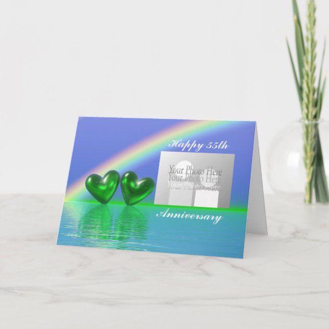 55th Anniversary Emerald Hearts (for photo) Card (Front)