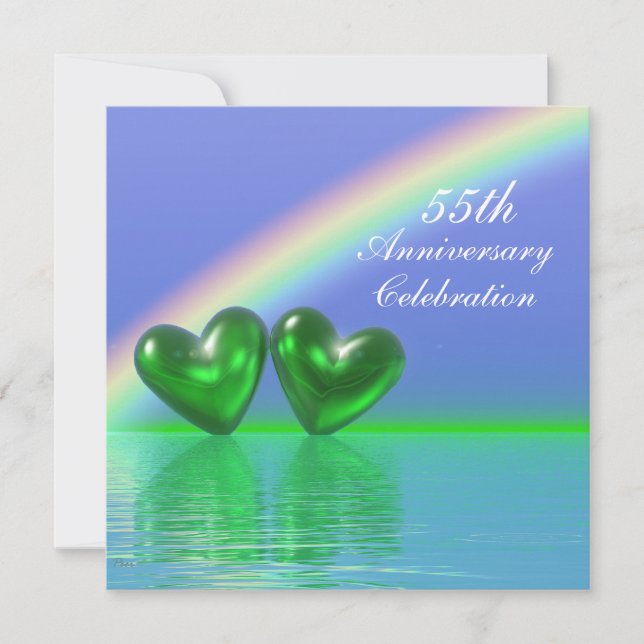 55th Anniversary Emerald Hearts Invitation (Front)