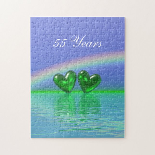 55th Anniversary Emerald Hearts Jigsaw Puzzle (Vertical)