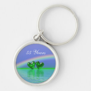 55th Anniversary Emerald Hearts Keychain