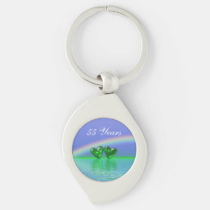 55th Anniversary Emerald Hearts Keychain