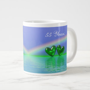 55th Anniversary Emerald Hearts Large Coffee Mug