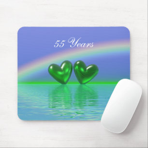 55th Anniversary Emerald Hearts Mouse Pad