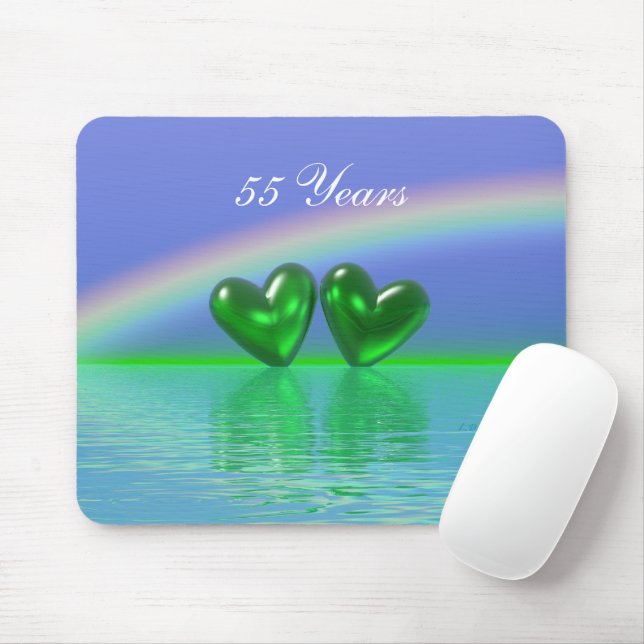 55th Anniversary Emerald Hearts Mouse Pad (With Mouse)