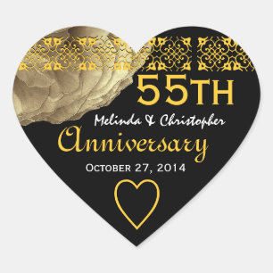 55th Anniversary GOLD Rose Heart Sticker