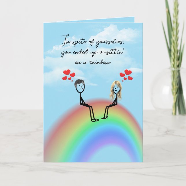 55th Anniversary Stick Figure Couple On a Rainbow Card (Front)