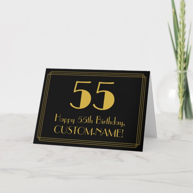55th Birthday: Art Deco Inspired Look "55" + Name Card (Front)