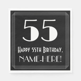 55th Birthday ~ Art Deco Inspired Look "55", Name Napkin