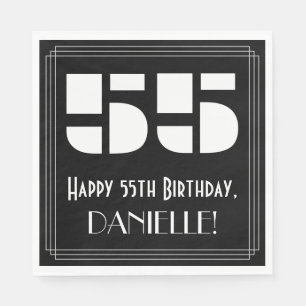 55th Birthday: Art Deco Inspired Look "55" + Name Napkin