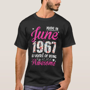 55th Birthday Awesome Since June 1967 Floral T-Shirt