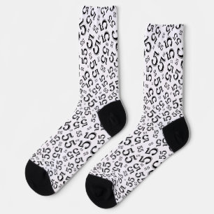 55th Birthday Black/White Random Number Pattern Socks