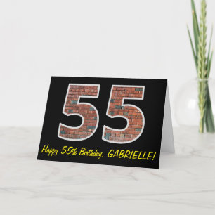 55th Birthday - Brick Wall Pattern "55" w/ Name Card