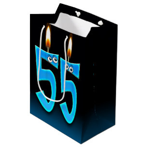 55th Birthday Candles Medium Gift Bag