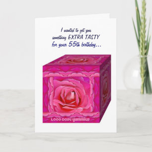 55th BIrthday Card - Rose Gift Box - FUNNY