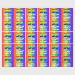 55th Birthday: Colourful, Fun Rainbow Pattern # 55 Wrapping Paper